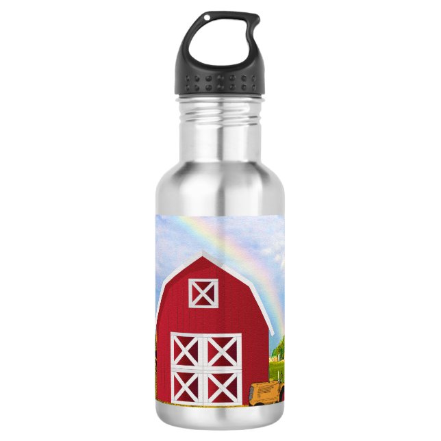 Garrafa Adicione seu nome ao Red Barn com o Blue Sky (Frente)