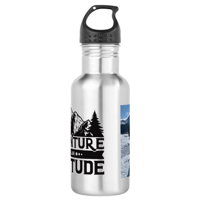 Garrafa Adicione suas montanhas de fotos A aventura é uma  (Frente)