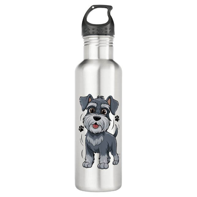 Garrafa Adorable Schnauzer Pup Illustration With Big Eyes (Frente)