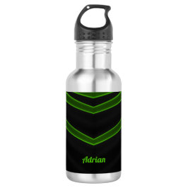 Garrafa ADRIAN ~ Black and Fluoro Green Water Bottle