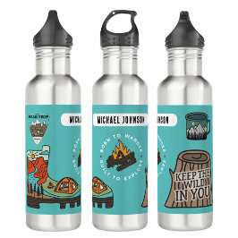 Garrafa Adventure Hiking Exploring Stickers Water Bottle