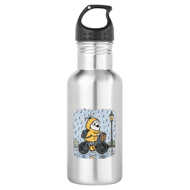 Garrafa Aesthetic Rain Bicycle Loop Character Water Bottle (Frente)
