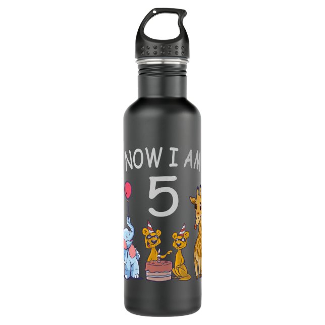 Garrafa Agora eu tenho 5 anos de 5 de aniversário no Zoo (Frente)