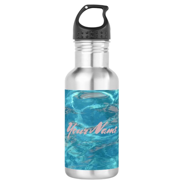 Garrafa Água Azul Tropical Ondulante Personalizada (Frente)