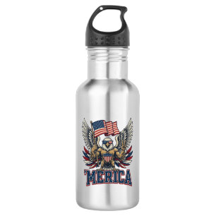 Garrafa Águia Patriótica Merica Camisa Vintage Vetor Desig