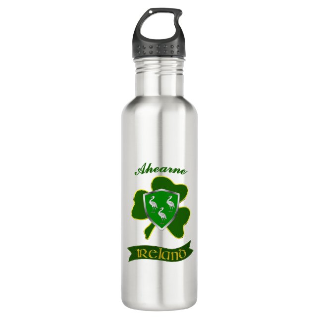 Garrafa AHearne Irish Shield & Shamrock Personalizado (Frente)