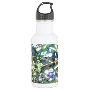 Garrafa Airelas azuis, pintura com fruta romântica