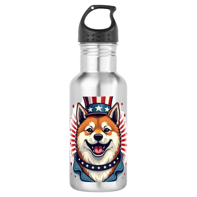 Garrafa Akita cão com independência (Frente)