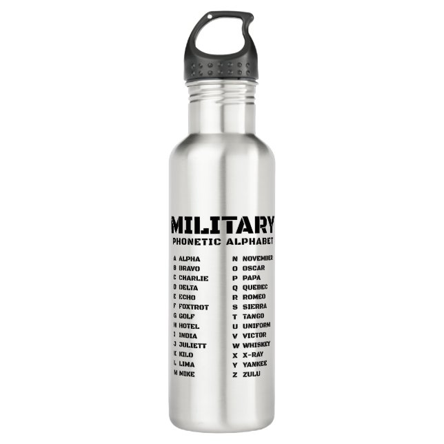 Garrafa Alfabeto Rádio da NATO - Guia Tático de Sinais (Frente)