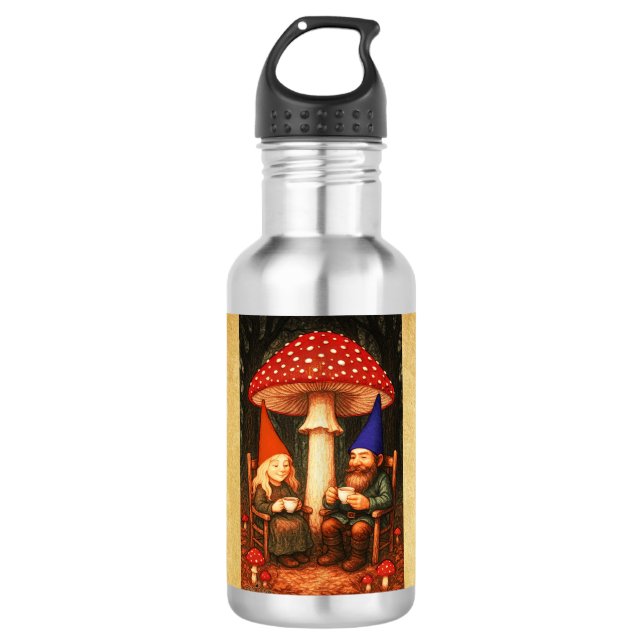 Garrafa Amanita Mushroom e Gnomos (Frente)