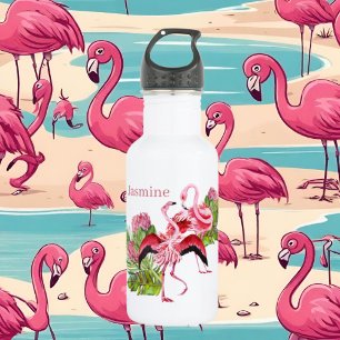Garrafa amantes do flamingo, cor-de-rosa, adicionam nome