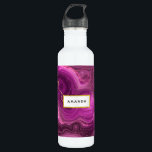 Garrafa Ametista Roxo E Agato De Abstrato Dourado<br><div class="desc">Garrafa de água com um belo desenho abstrato. Cor de ametista roxa escura com fitas de ouro aninhadas entre estratos em camadas. Design rica e bonita. A camada sobre a parte superior é um quadro retangular com uma borda falsa de folha de papel dourada, com o seu dentro de texto...</div>