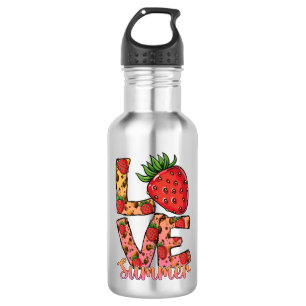 Garrafa Amor e Verão Rosa e Castanho Morango Fresco