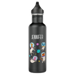 Garrafa Animais de Astronauta Cuta Flutuando no Espaço