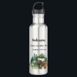 Garrafa Animais florestais do lobo-da-floresta das férias<br><div class="desc">Uma floresta,  paisagem florestal com ursos e veados de lobos. Personalize e adicione um nome,  evento e local.</div>
