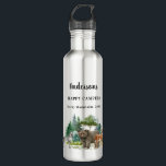 Garrafa Animais florestais do lobo-da-floresta das férias<br><div class="desc">Uma floresta,  paisagem florestal com ursos e veados de lobos. Personalize e adicione um nome,  evento e local.</div>