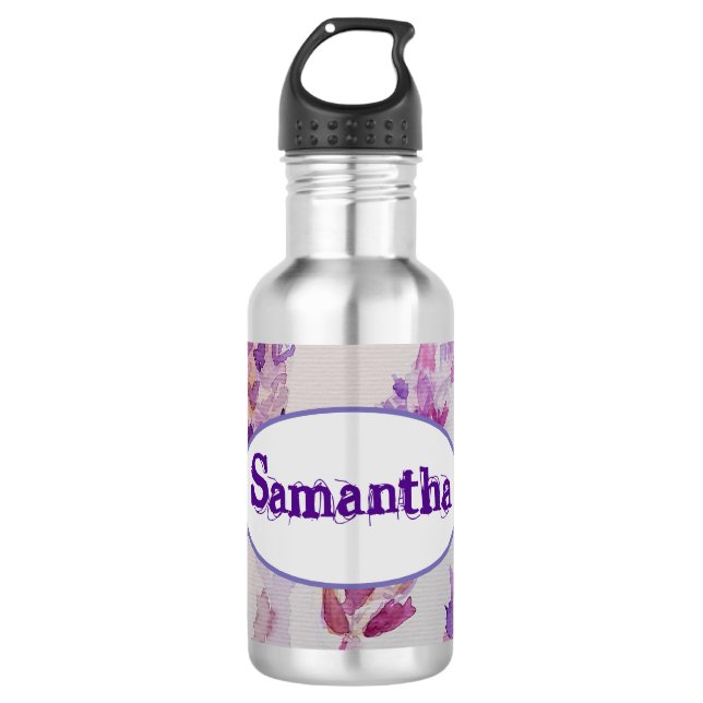 Garrafa Aniversário da Flor de lavanda e da Abelha (Frente)