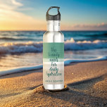 Garrafa Aquarela Turquesa Ocean Beach Water Bottle<br><div class="desc">Adicione a sua citação motivacional a esta garrafa de água do oceano de cor da água e mantenha-a hidratada</div>