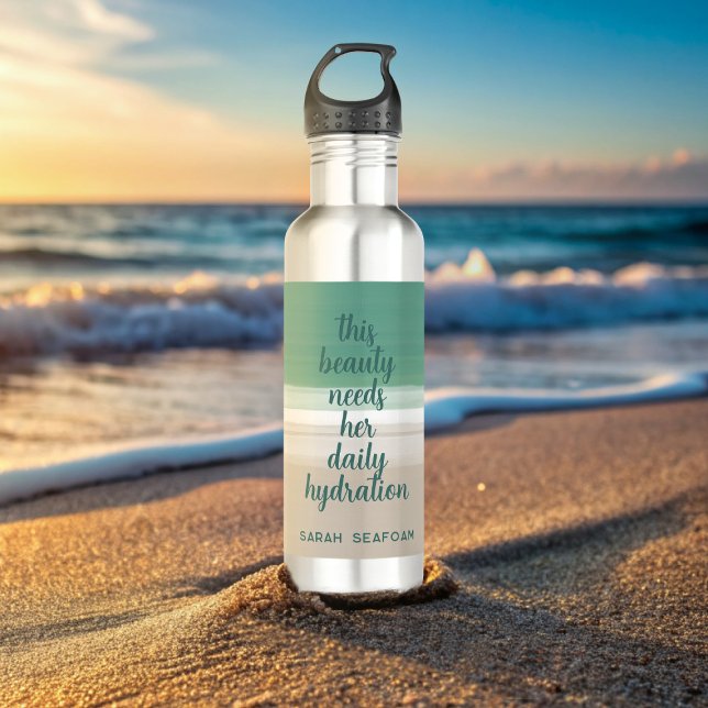 Garrafa Aquarela Turquesa Ocean Beach Water Bottle (Keep hydrated with this cute water bottle. Add your own quote and name)