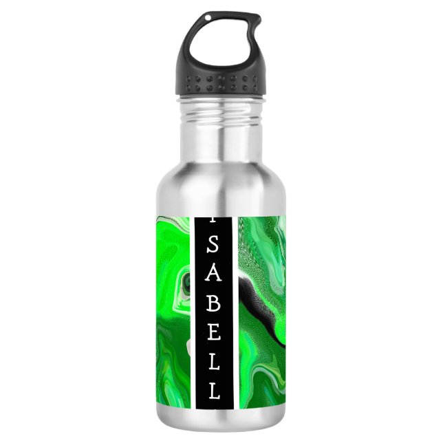 Garrafa Arte de mármore digital verde personalizada (Frente)