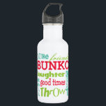 Garrafa Arte do metro do Bunko por Artinspired<br><div class="desc">Design gráfico colorido da arte do Bunko do metro do divertimento.  Featured é palavras coloridas diferentes da pia batismal tais como o Bunko,  os dados,  os amigos,  o rolo,  o riso,  boas épocas,  bate-papo,  e lance.  Excelente como a ou prêmio. A cor do fundo pode ser mudada.</div>