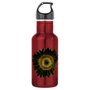 Garrafa Arte Floral de Girassol Amarelo Neon Minimalista