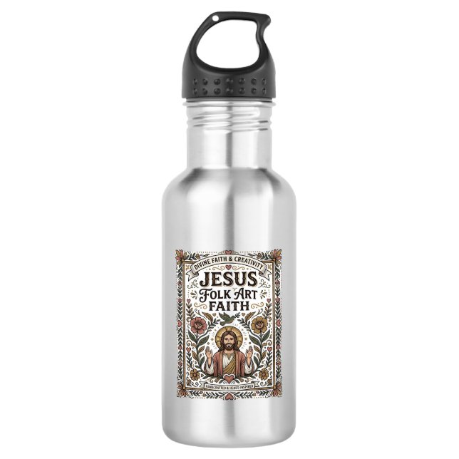 Garrafa Arte Popular Jesus Fé Arte Popular Cristã Fé (Frente)