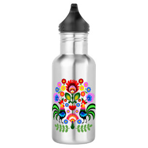 Garrafa Arte popular polonesa - padrão dos bordados florai