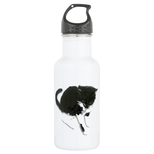 Garrafa Arte preto e branco do gato (Frente)