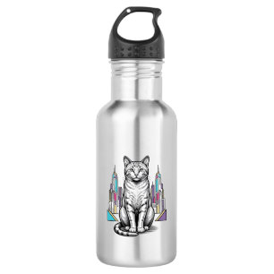 Garrafa Arte Vetorial de Cidade de Gato Cibernético Gravad
