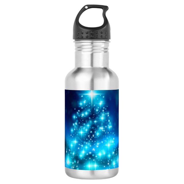 Garrafa Árvore de Natal Azul Moderna Elétrica com Luzes (Frente)
