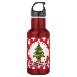 Garrafa Árvore de Natal em Pinos Vermelhos - Feliz Natal