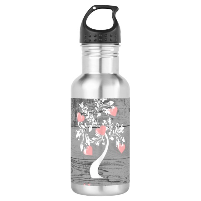 Garrafa Árvore rosa de coração personalizado (Frente)