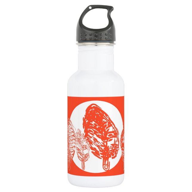 Garrafa Árvores de laranja Vermelha e Lua Cheia - (Frente)