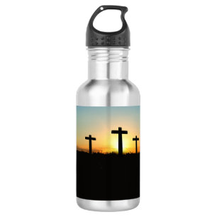 Garrafa As cruzes da crucificação no por do sol