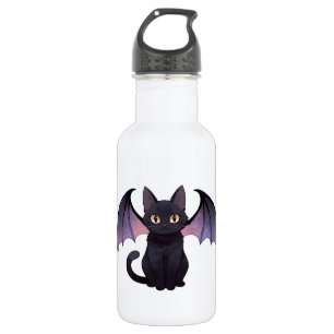 Garrafa Asas de Morcego Kawaii Gato Preto Halloween