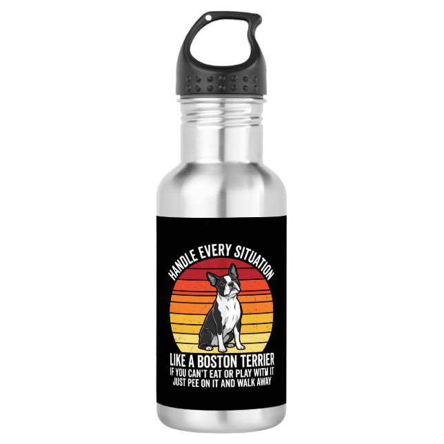 Garrafa Atitude de Cachorro Retro Divertido Boston Terrier (Frente)