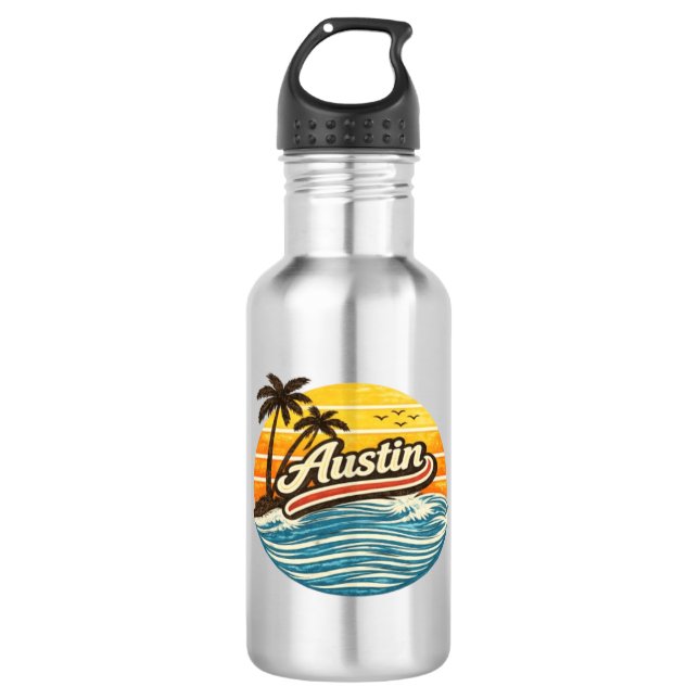 Garrafa Austin Retro Sunset Name Design (Frente)