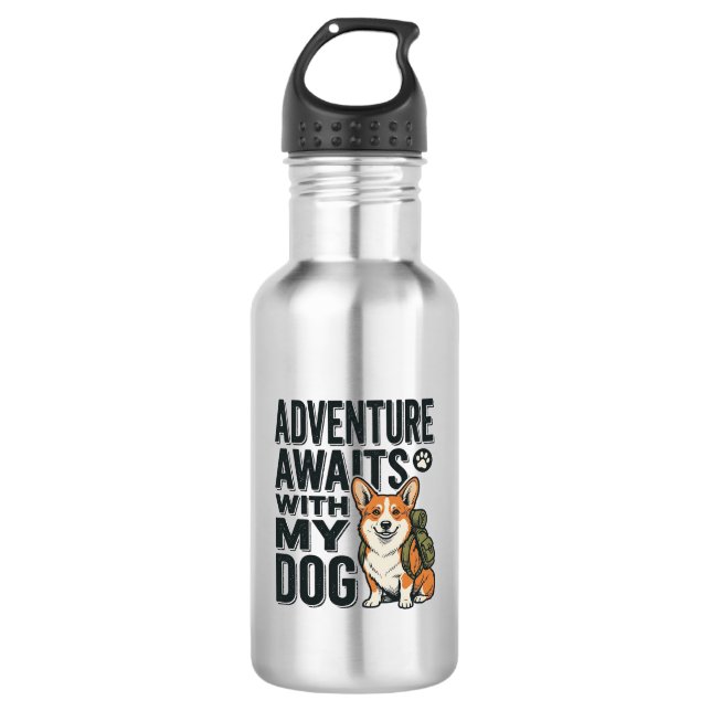 Garrafa Aventura Espera Com Meu Cachorro Design de Caminha (Frente)