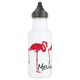 Garrafa Aves Vintage, Flamingo Rosa com Uma Perna Subida