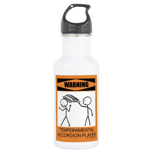 Garrafa Aviso! Jogador de Acordeão temperamental (Frente)