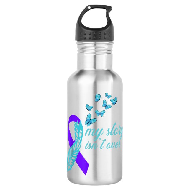 Garrafa Awareness ribbon - butterflys - suicide prevention (Frente)