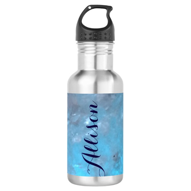 Garrafa Azul de turquesa de mármore personalizado na moda (Frente)