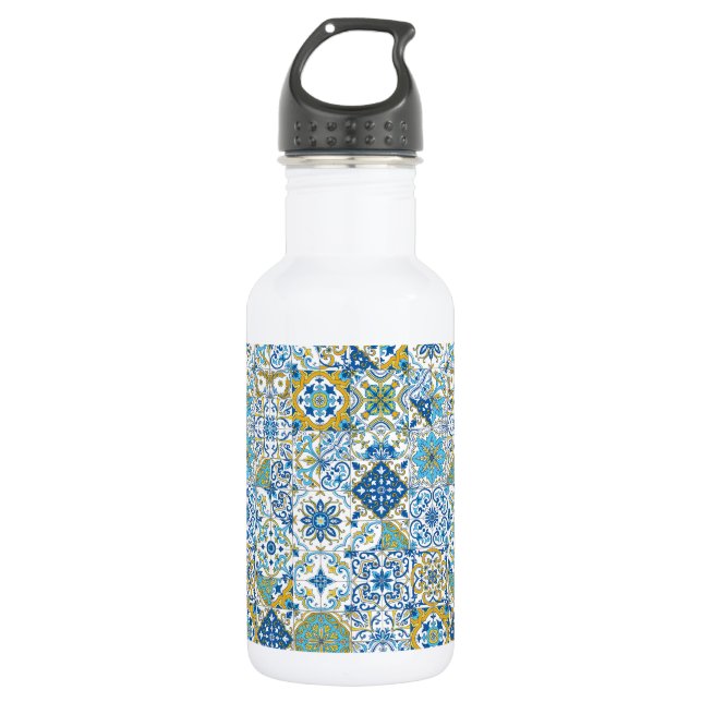 Garrafa Azulejos em azul e amarelo (Frente)