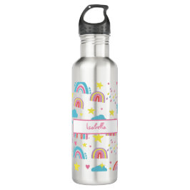 Garrafa Back to School Water Bottle with Rainbow Pattern