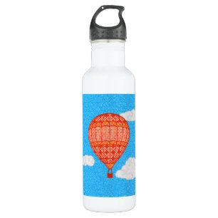 Garrafa Balão de ar quente, laranja-coral contra céu azu