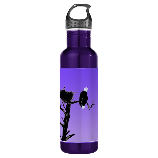 Garrafa Bald Eagle em Sunset - Arte original sobre a vida  (Frente)