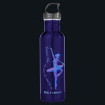 Garrafa Balé Dancer Dance Cote Personalizado<br><div class="desc">Silhueta Ballerina em tons azuis e roxos com 'Dance como ninguém está assistindo' citação.</div>
