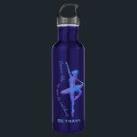 Garrafa Balé Dancer Dance Cote Personalizado<br><div class="desc">Silhueta Ballerina em tons azuis e roxos com 'Dance como ninguém está assistindo' citação.</div>