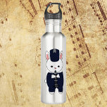 Garrafa Banda Marcha Marinho Clarinet Rabbit Azul Branco<br><div class="desc">Você é fã de garrafas de água fofinhas? Você gosta de coelhos? Esta garrafa de água tem um coelho branco giro num uniforme de banda marinho azul e branco marchando tocando clarinete.</div>